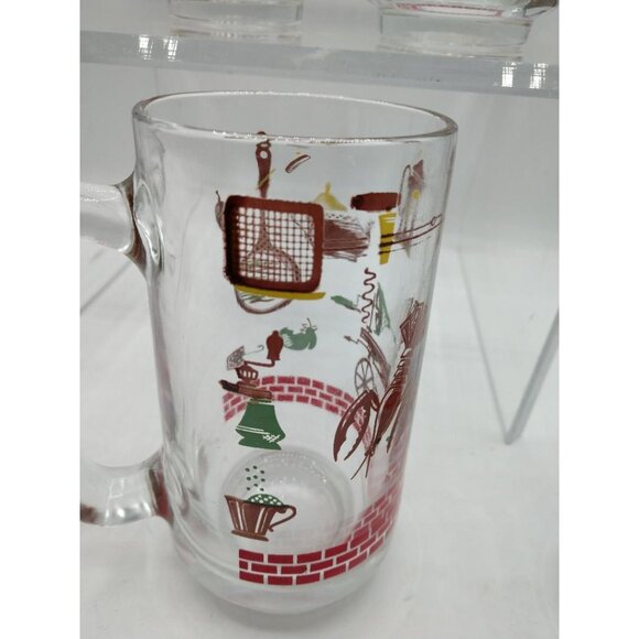 4 Hazel Atlas Vintage Kitchen-ThemedGlass Beer Mugs/1950's Root Beer W/Red Brick - Picture 8 of 9